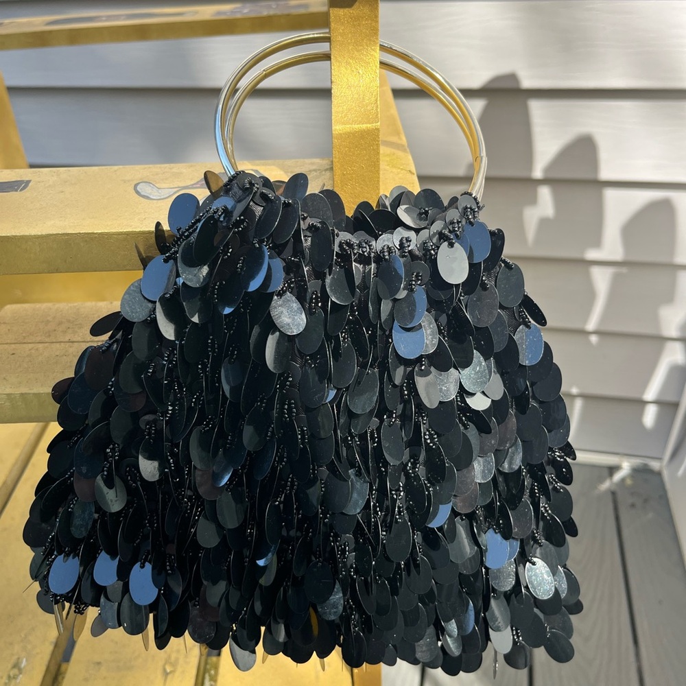 Elegant 10” Black Sequin Women's Bag